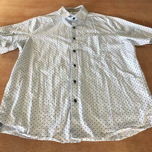 Tasso Elba Shirt Men L Blue Geometric Button Up Pocket Short Sleeve Collared